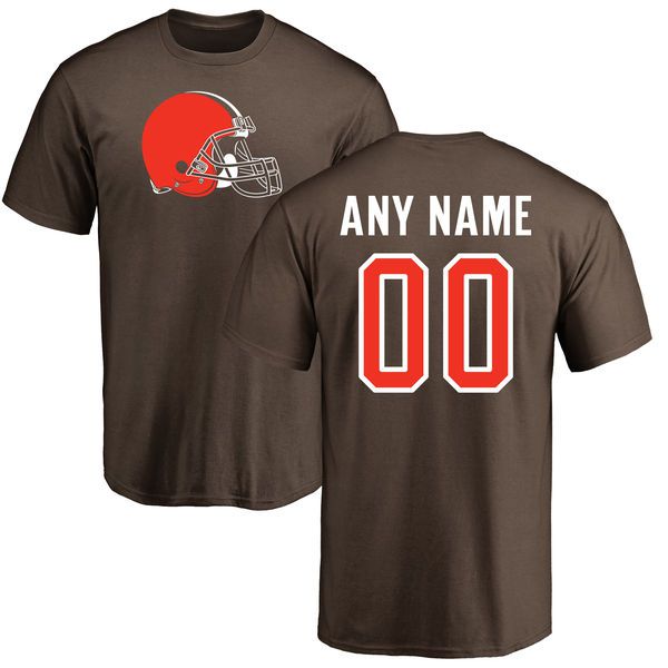 Men Cleveland Browns NFL Pro Line Brown Any Name and Number Logo Custom T-Shirt->nfl t-shirts->Sports Accessory
